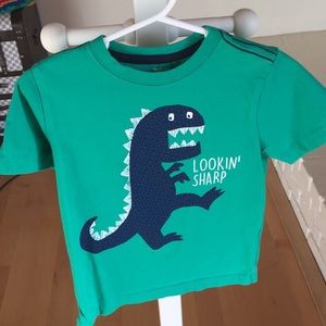 Green tee shirt with blue dinosaur